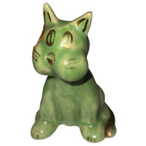 Vintage 1940s Green Shawnee Pottery? Sitting Cat Figurine